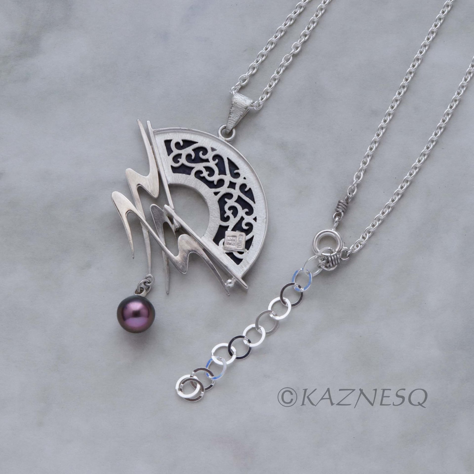 (C) KAZNESQ: Keum Boo and Japanese black patina Shakudo and silver necklace