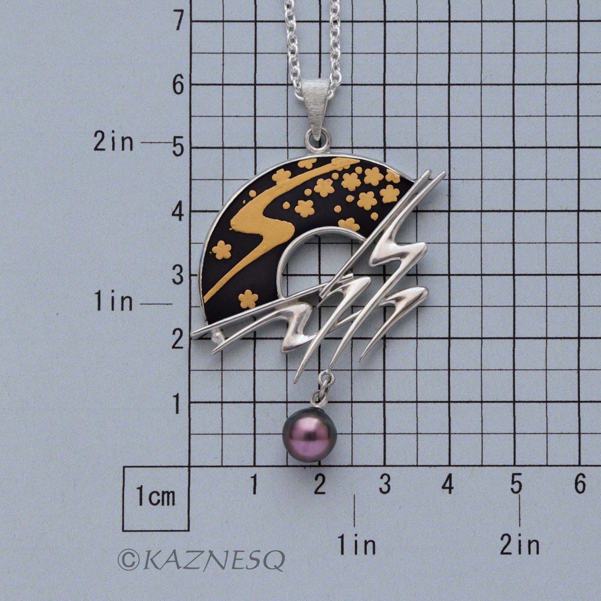 (C) KAZNESQ: Keum Boo and Japanese black patina Shakudo and silver necklace