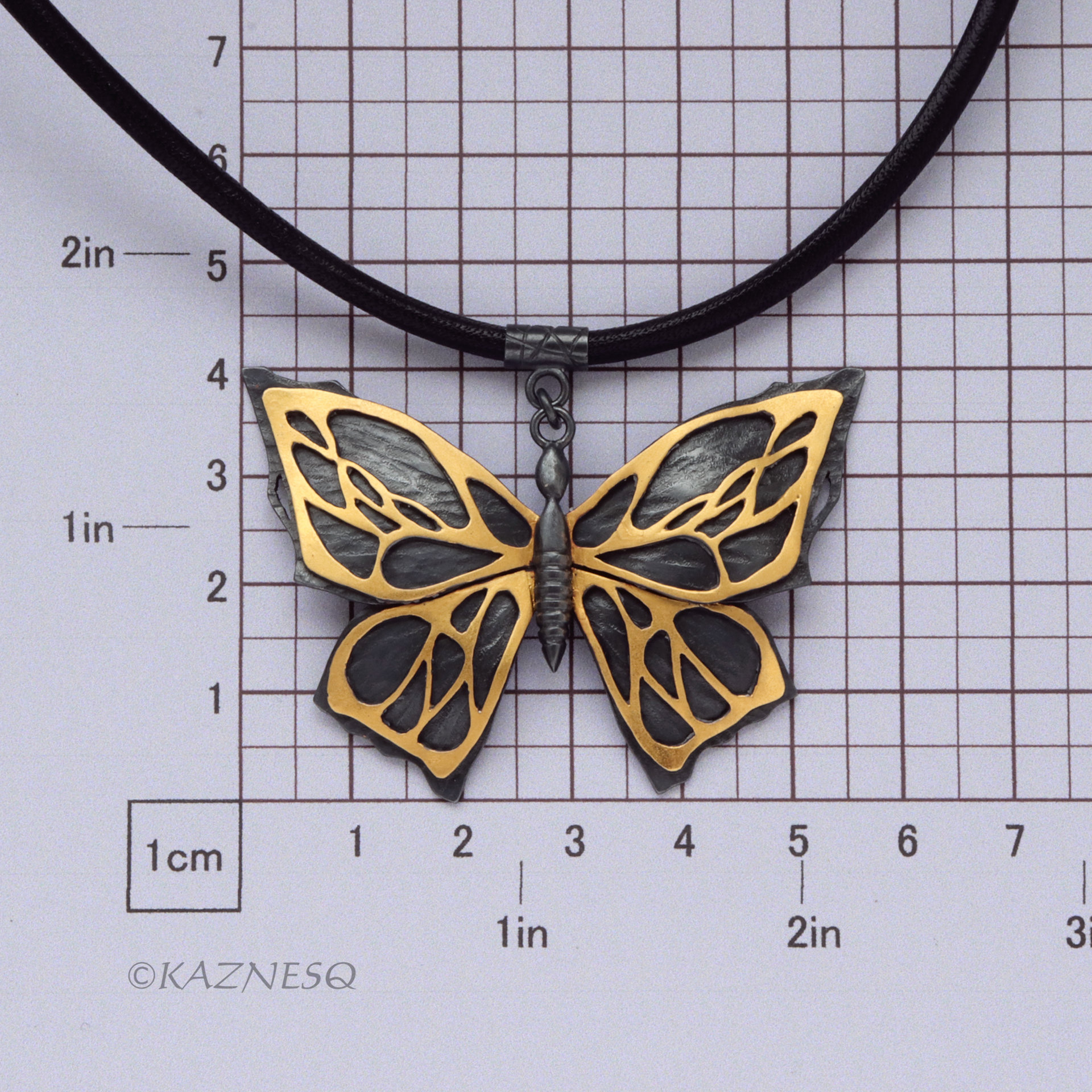(C) KAZNESQ: Art Nouveau style Black and gold Keum Boo oxidized silve(C) KAZNESQ