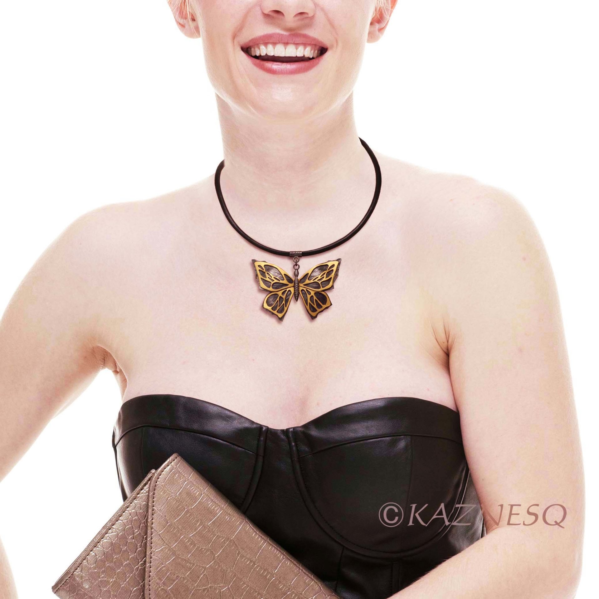 (C) KAZNESQ: Art Nouveau style Black and gold Keum Boo oxidized silve(C) KAZNESQ