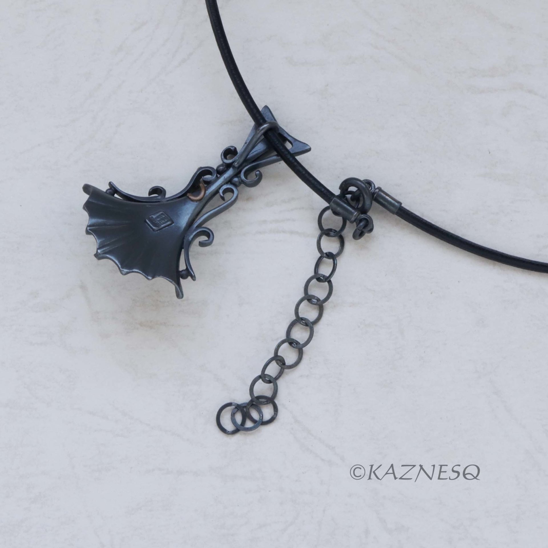 Goth style Black Oxidized Silver Pearl Pendant with Brass Vines
