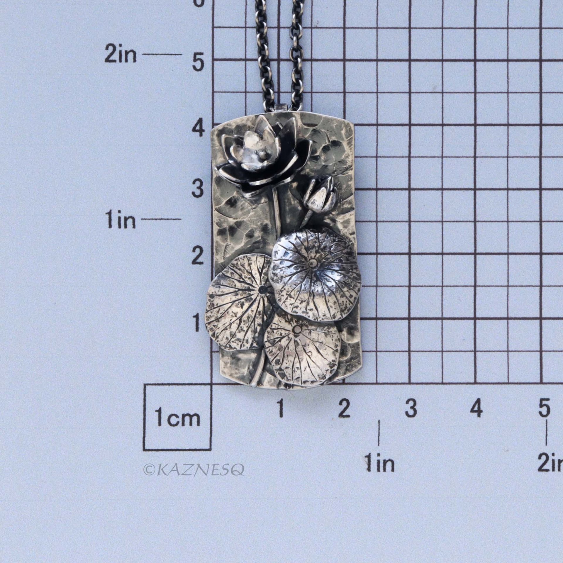 For Your Artistic Life! : Lotus motif Textured Oxidized Silver Unisex Pendant