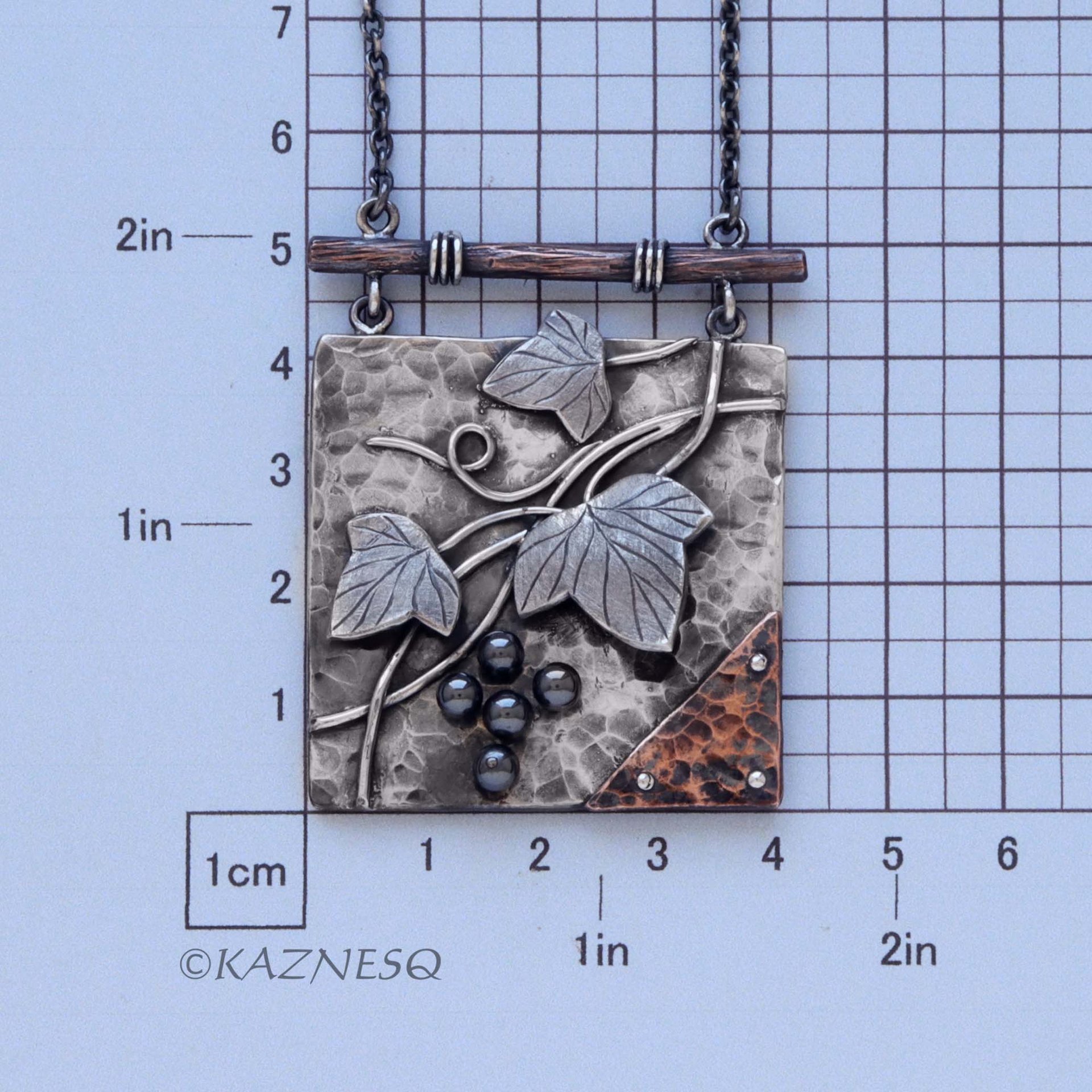 Dance of the leaves! Nature Inspired Oxidized Silver Copper Hematite beads Wild Grape Textured Necklace