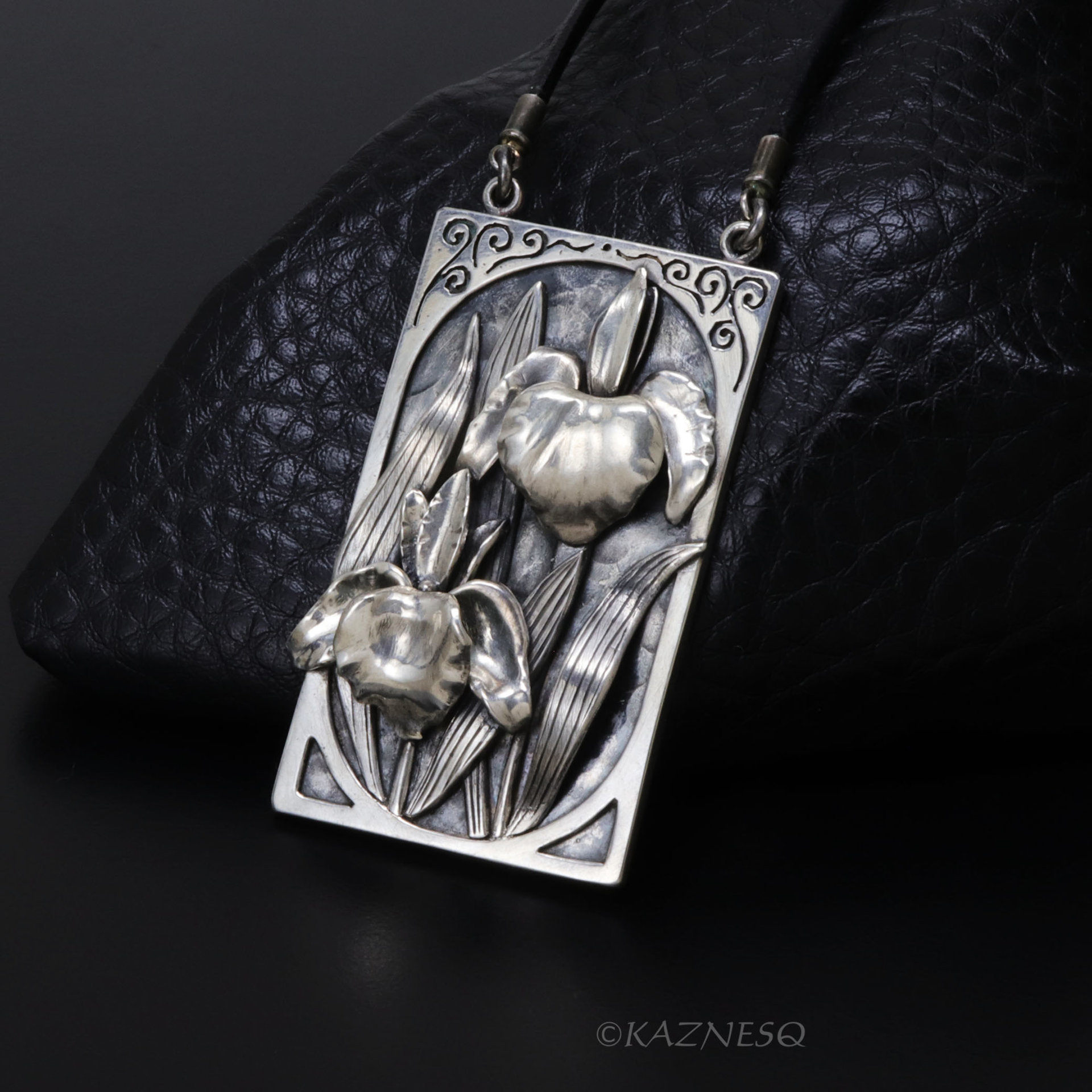 Sculptural Sterling Silver Iris Pendant - Botanical Art Jewelry