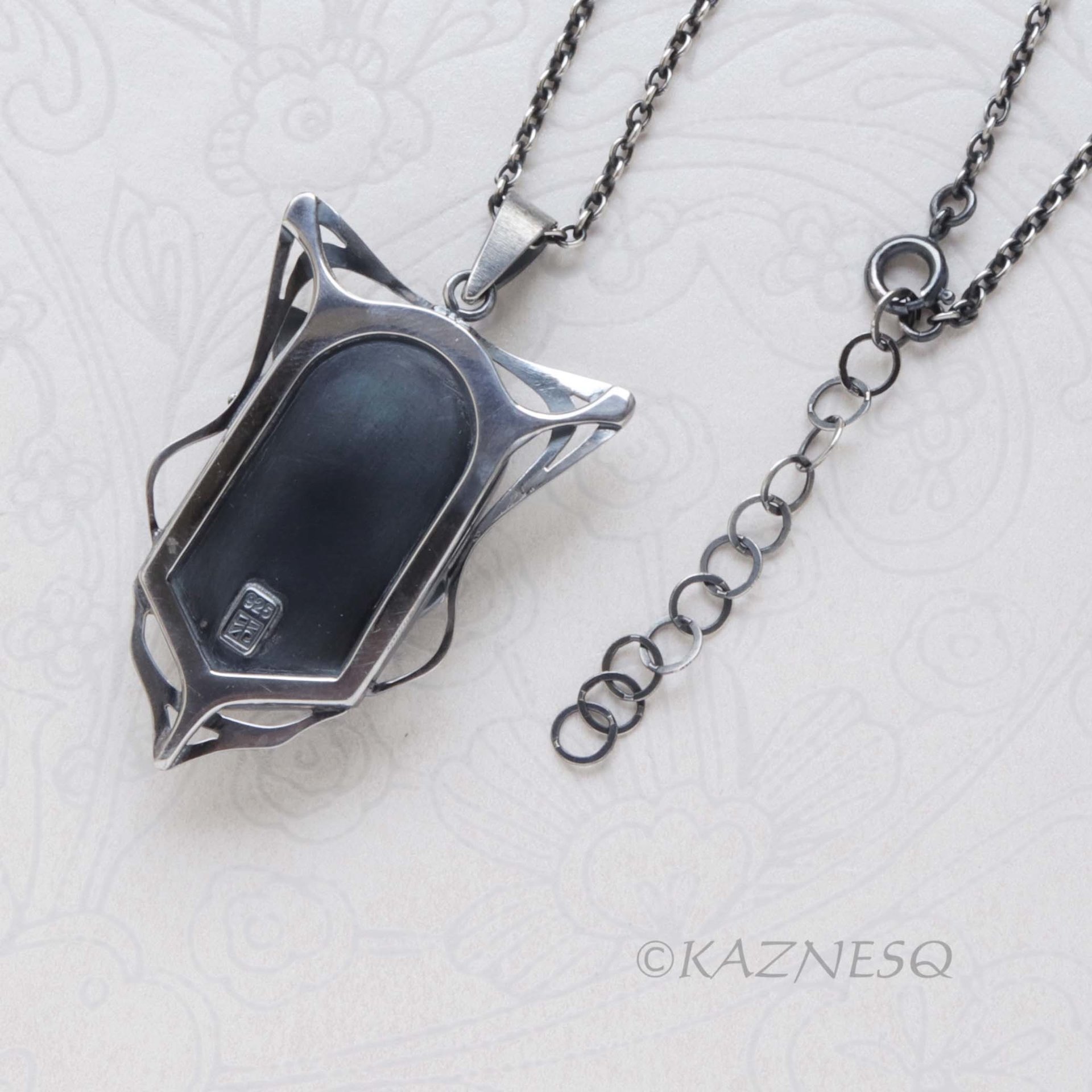 Botanical Statement Necklace - Art Nouveau Style Oxidized Silver Narcissus Pendant