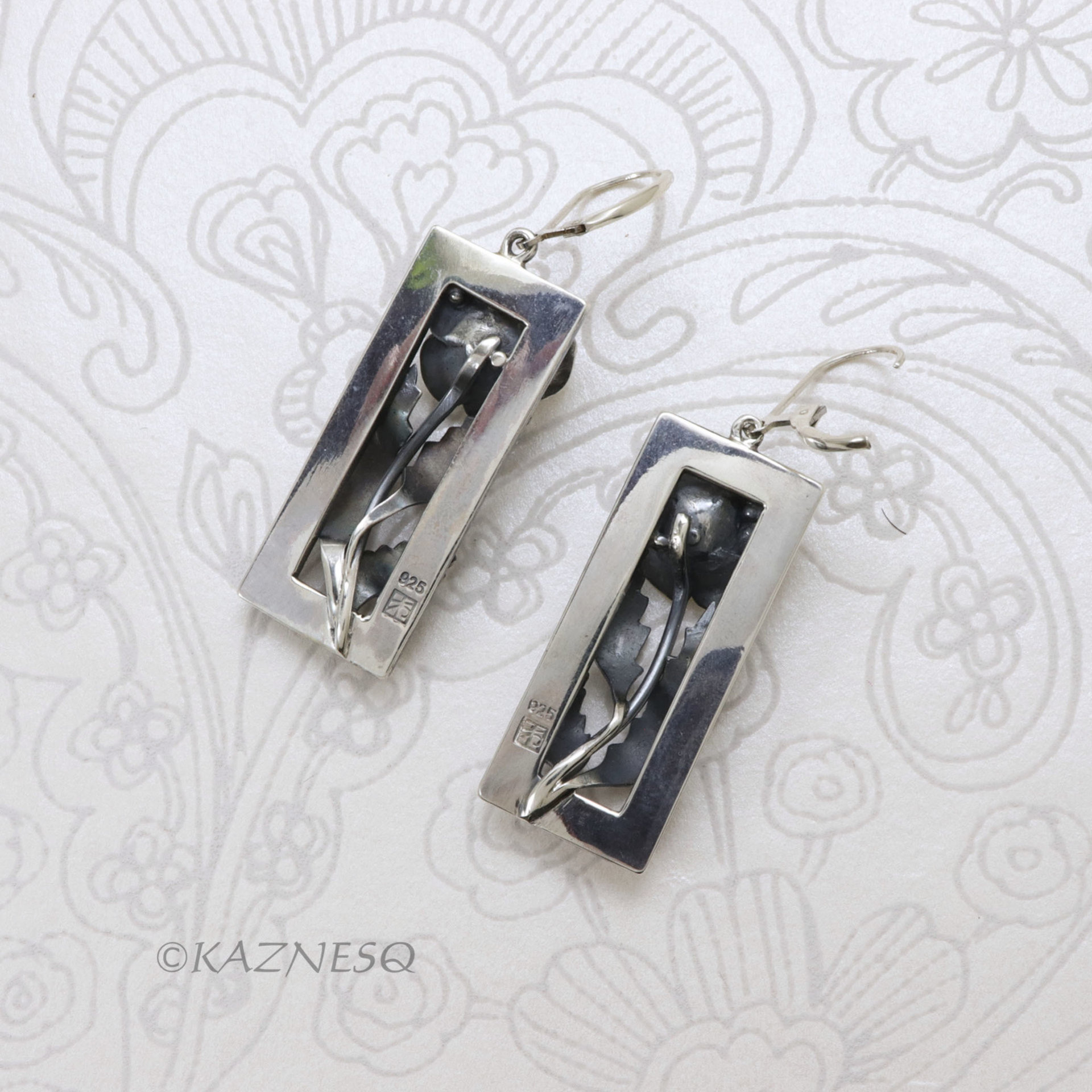 Sterling Silver Art Nouveau Poppy Earrings - Oxidized Floral Dangle Earrings with Leverback Hooks