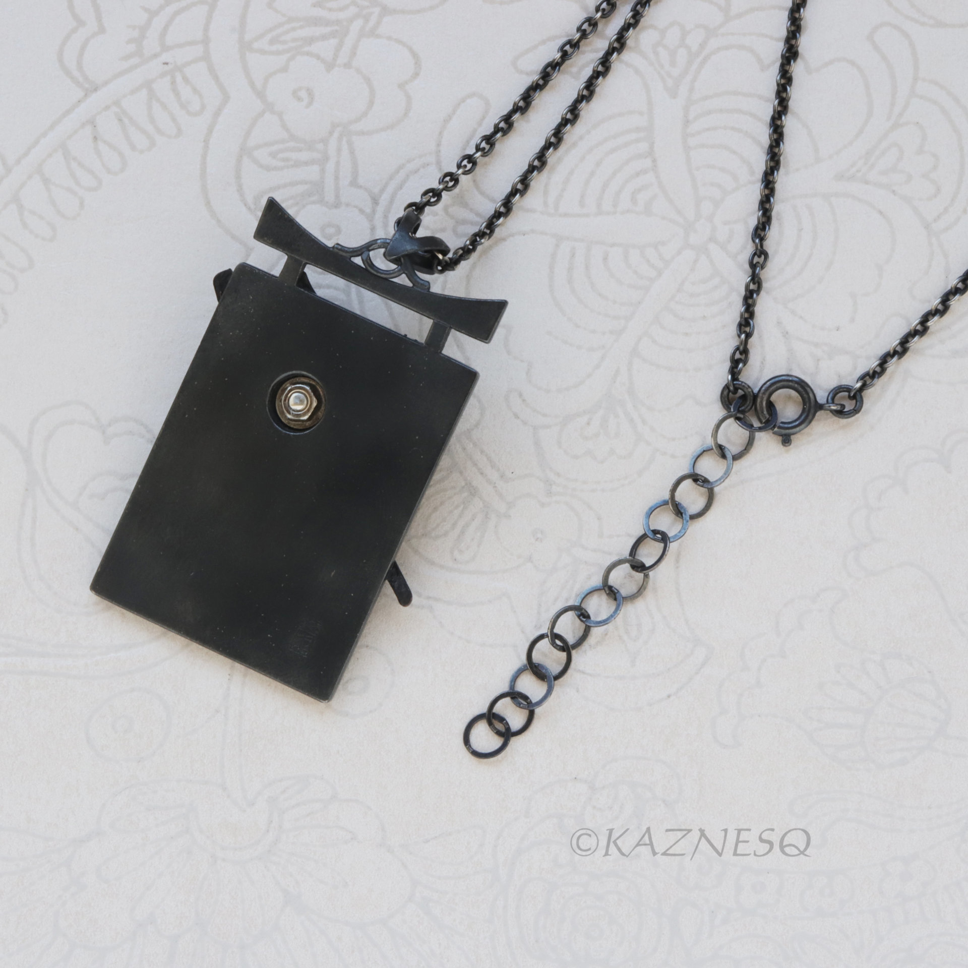 Sculptural White Camellia with Citrine, Oxidized and Matte White Silver Pendant Necklace