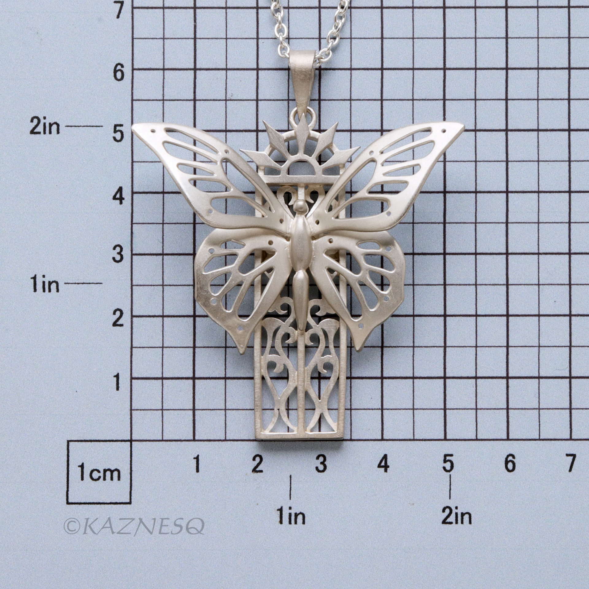 Sterling Silver Butterfly Necklace, Hand Pierced Swallowtail Pendant, Art Nouveau Gothic Jewelry, Matte Statement Necklace
