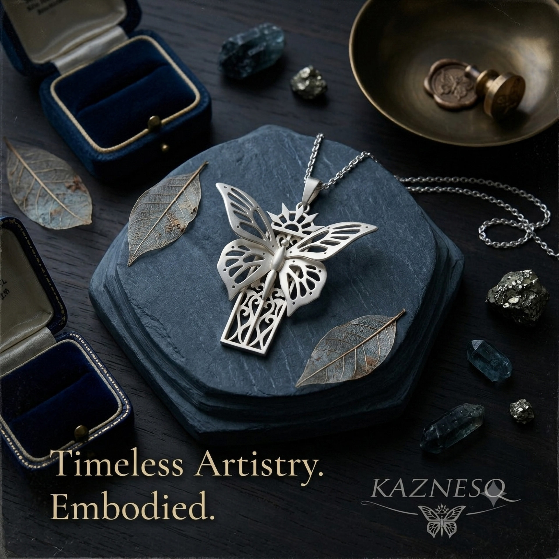 Sterling Silver Butterfly Necklace, Hand Pierced Swallowtail Pendant, Art Nouveau Gothic Jewelry, Matte Statement Necklace