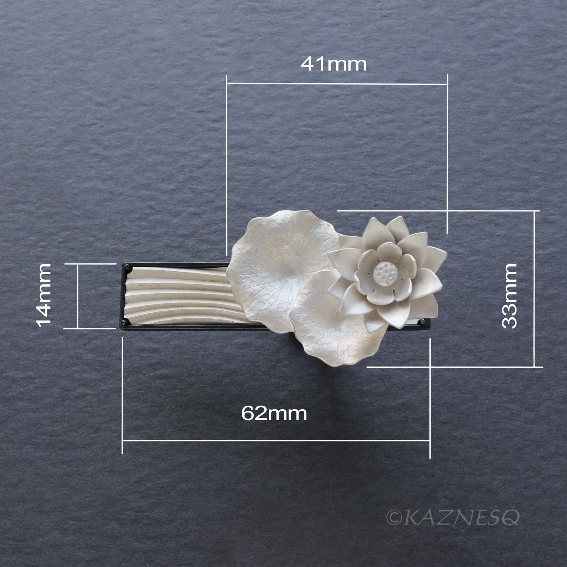 Lotus Flower Statement Ring in Sterling Silver — Handmade Black and White Botanical Art Jewelry