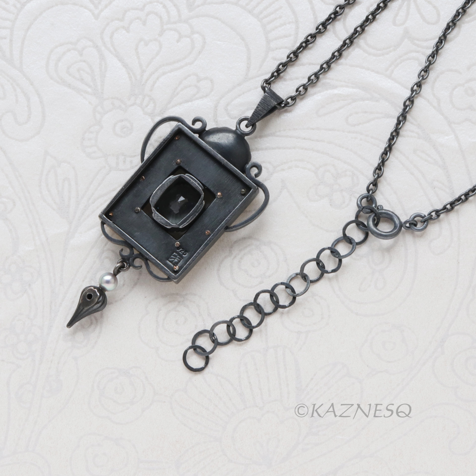 Dark Romantic Purple Spinel Necklace – Gothic Art Nouveau Pendant