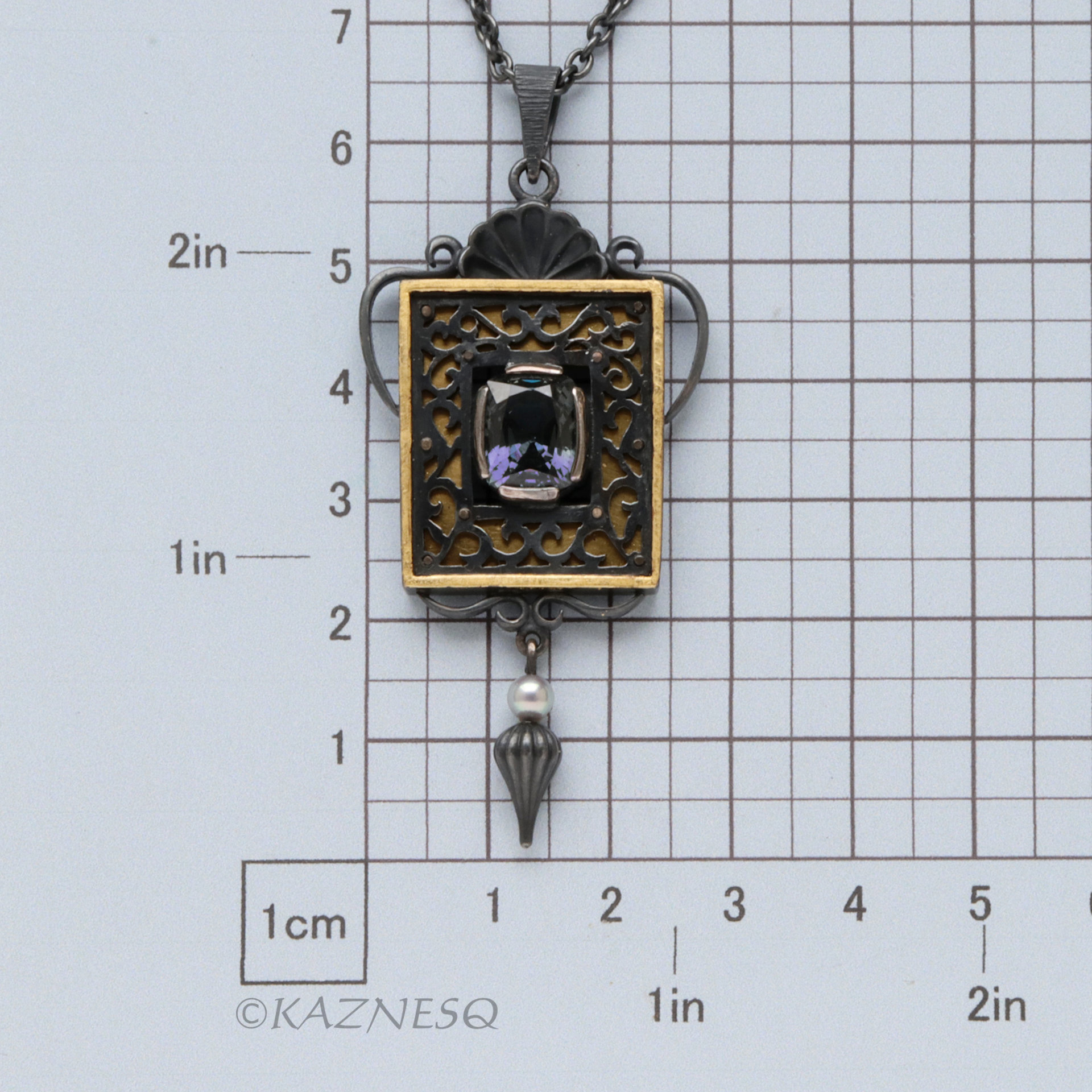 Dark Romantic Purple Spinel Necklace – Gothic Art Nouveau Pendant