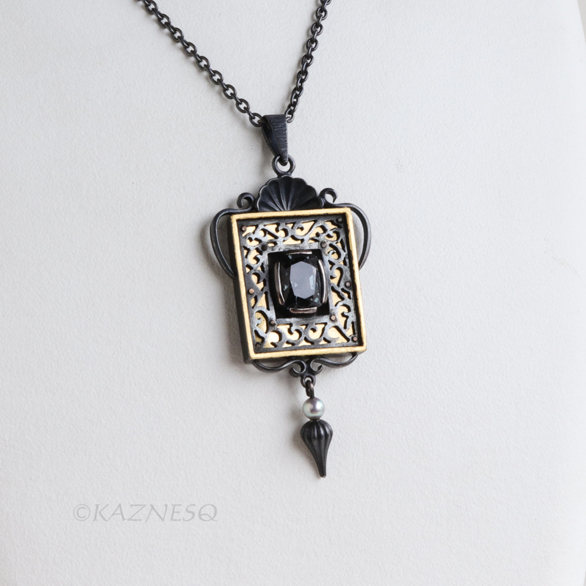 Dark Romantic Purple Spinel Necklace – Gothic Art Nouveau Pendant