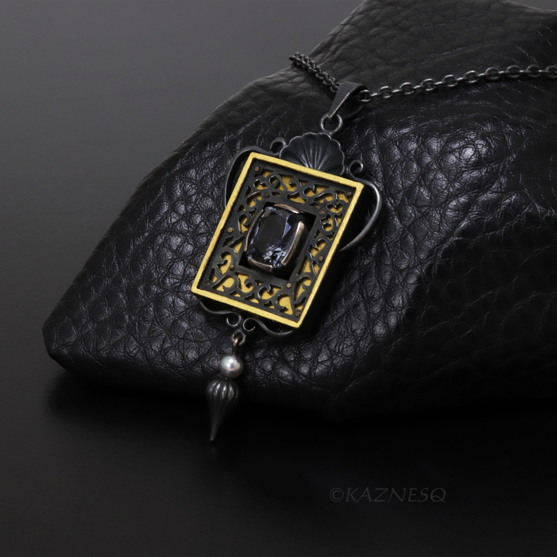 Dark Romantic Purple Spinel Necklace – Gothic Art Nouveau Pendant