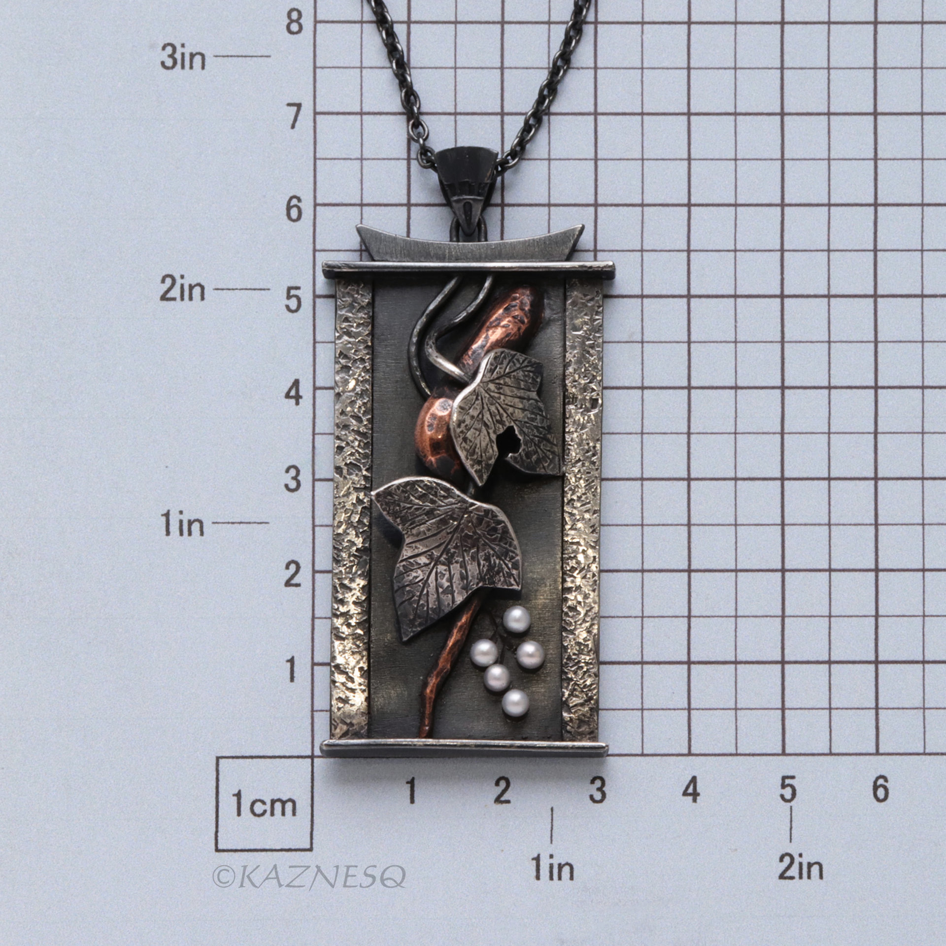 Wabi-Sabi Wild Grape Necklace — oxidized Silver & Copper Nature Inspired Pendant