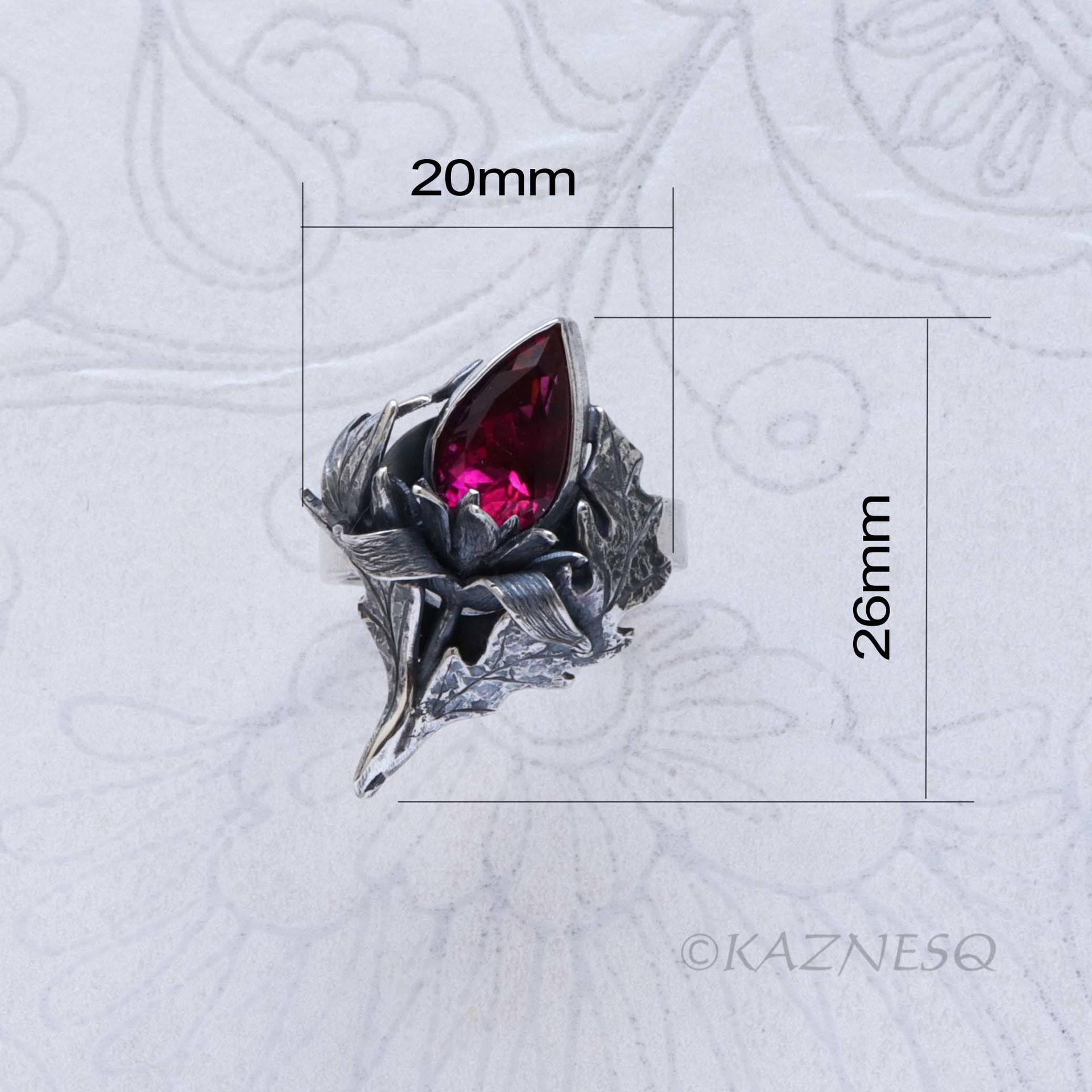 Jewelry That Speaks for You: Handmade Thistle Rubellite Set in Sterling Silver, Gothic Botanical Statement Pieces