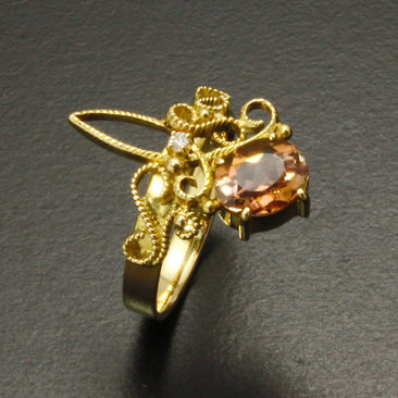 Bicolor facet tourmaline ring