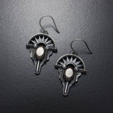 Oxidized silver earrings, Art Deco earrings, steampunk earrings