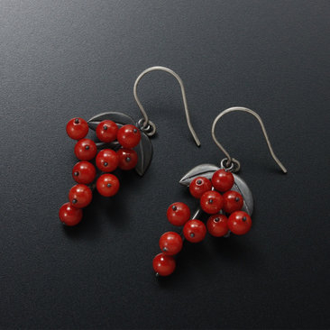 Oxidized silver Nandina earrings