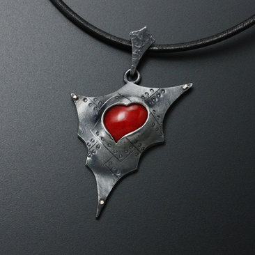 Red coral heart pendant of Goth and Steampunk image