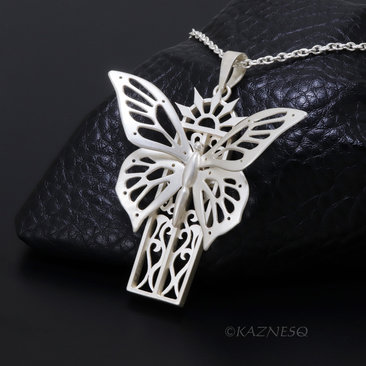 Sterling Silver Butterfly Necklace, Hand Pierced Swallowtail Pendant, Art Nouveau Gothic Jewelry, Matte Statement Necklace