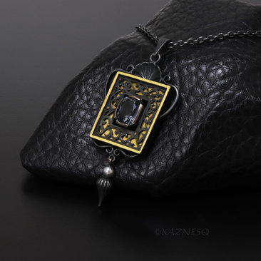 Dark Romantic Purple Spinel Necklace – Gothic Art Nouveau Pendant